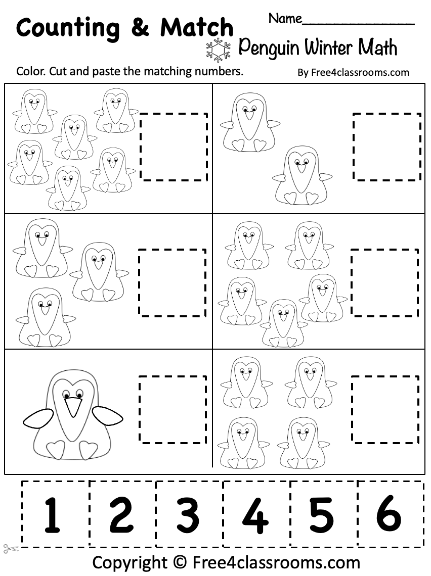 Free Penguin Math Worksheet L Printable For Preschool