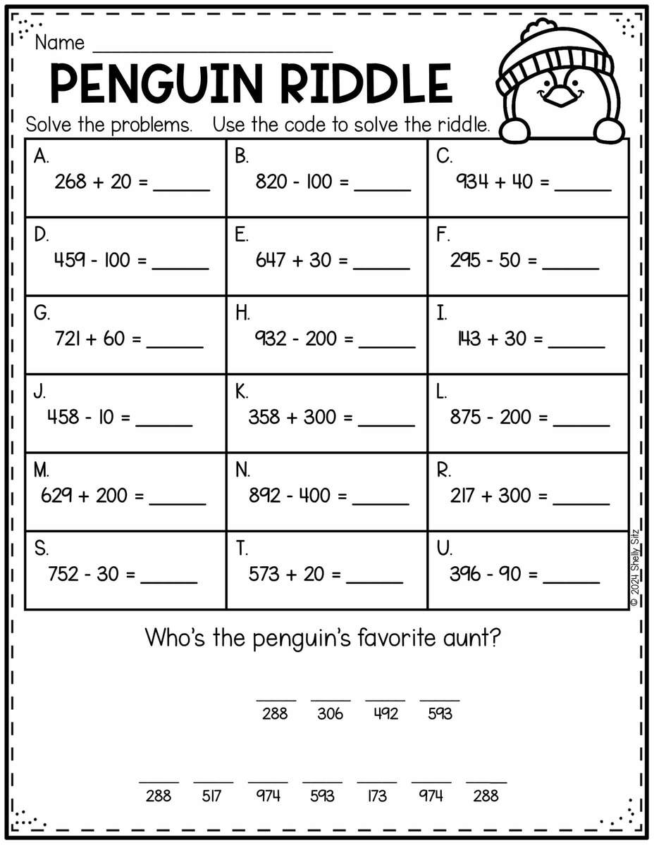 Free Penguin Math Worksheets For Second Grade Second Grade Teaching Blog Free Penguin Math Worksheets For Second Grade Second Grade Teaching Blog