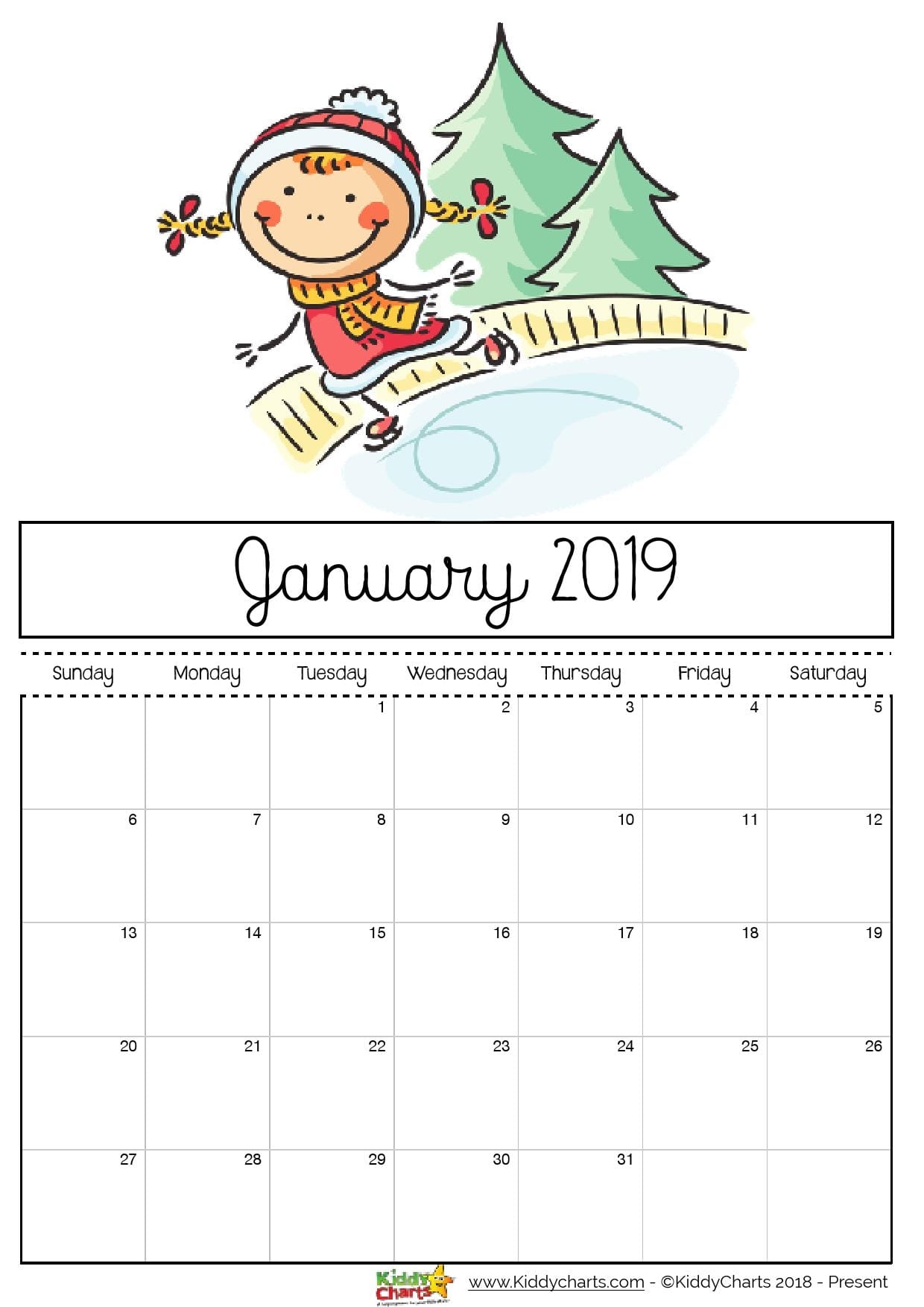 Free Printable 2019 Calendar Print Yours Here KiddyCharts