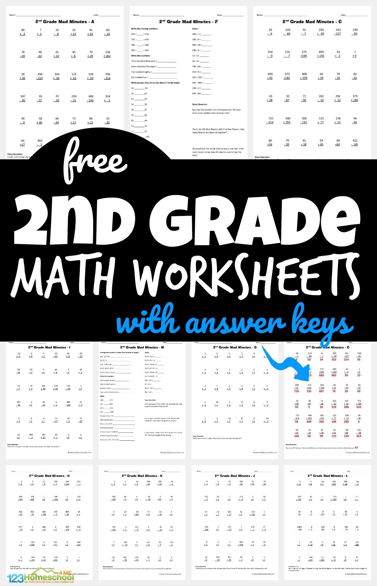 FREE Printable 2nd Grade Math Minutes Worksheets Pdf Free Printable 2nd Grade Math Worksheets Canva