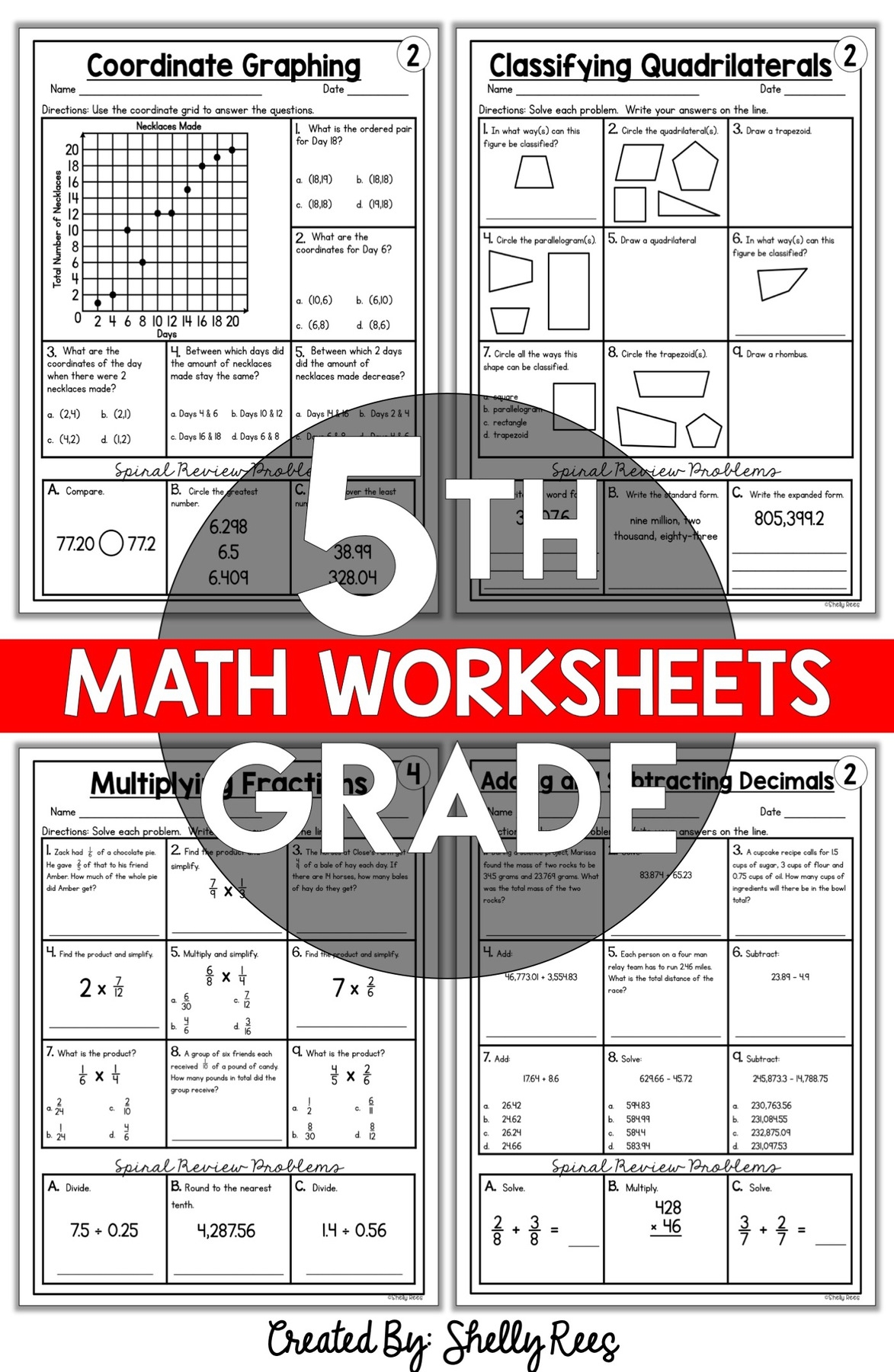 5th Grade Math Worksheets PDF Printable PDF Worksheets Cazoom Math