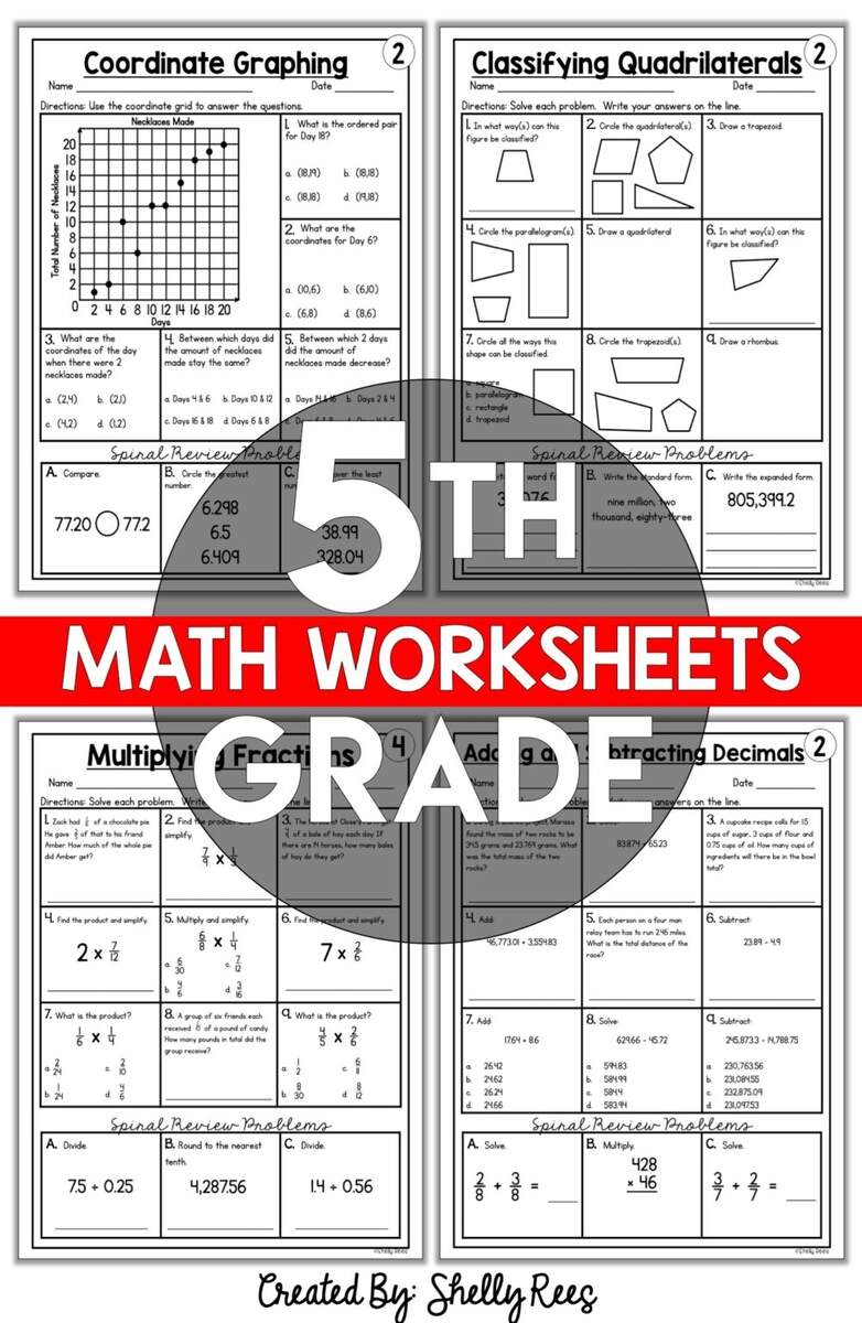 Free Printable 5th Grade Common Core Math Worksheets Appletastic Learning