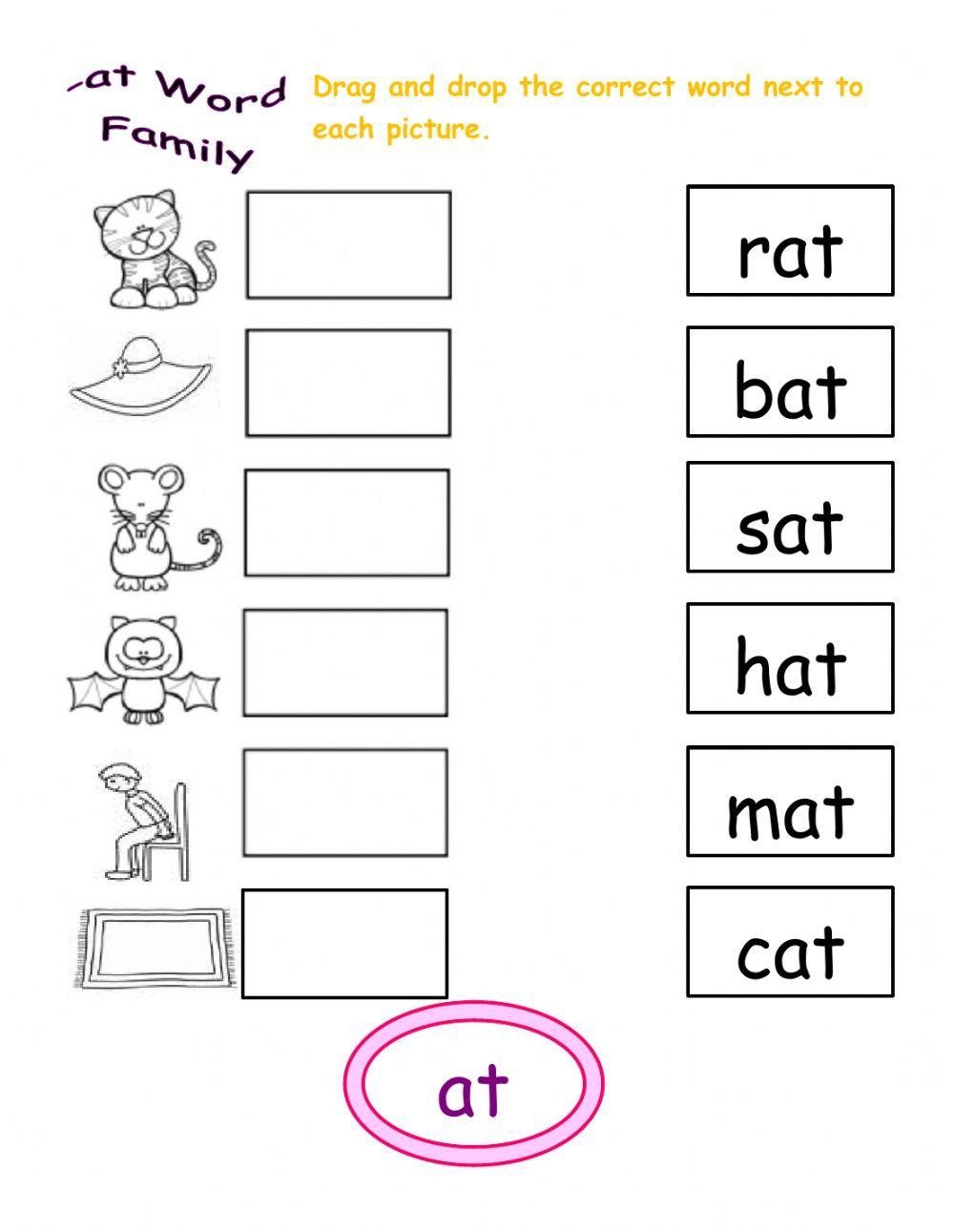 FREE Printable At Word Family Worksheets Worksheets Library