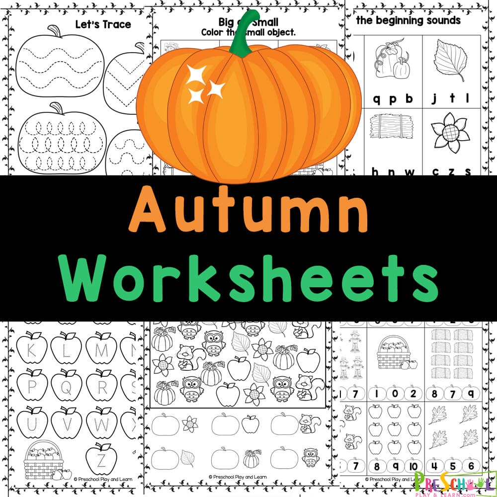FREE Printable Autumn Worksheets For Preschoolers