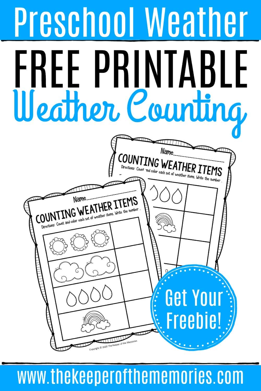 Free Printable Counting Preschool Weather Worksheets The Keeper Of The Memories