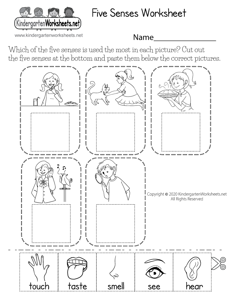 Free Printable Cut And Paste Five Senses Worksheet