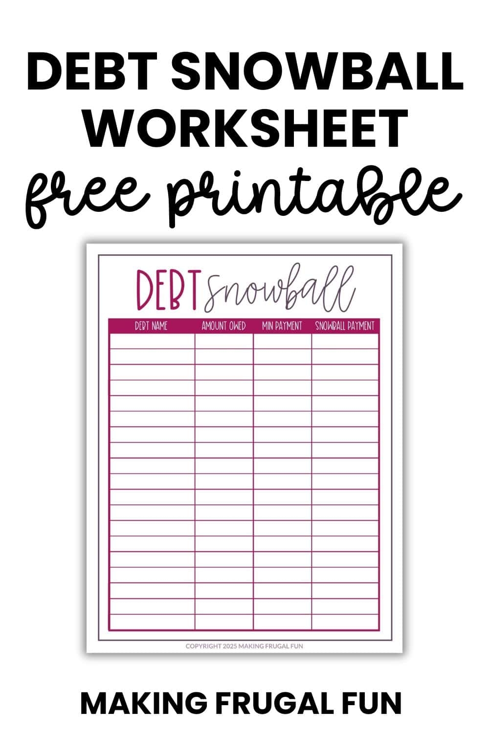 Debt Snowball Tracker Printable Debt Payment Worksheet Debt Payoff Progress Log Debt Free Goal Chart Instant Download Etsy