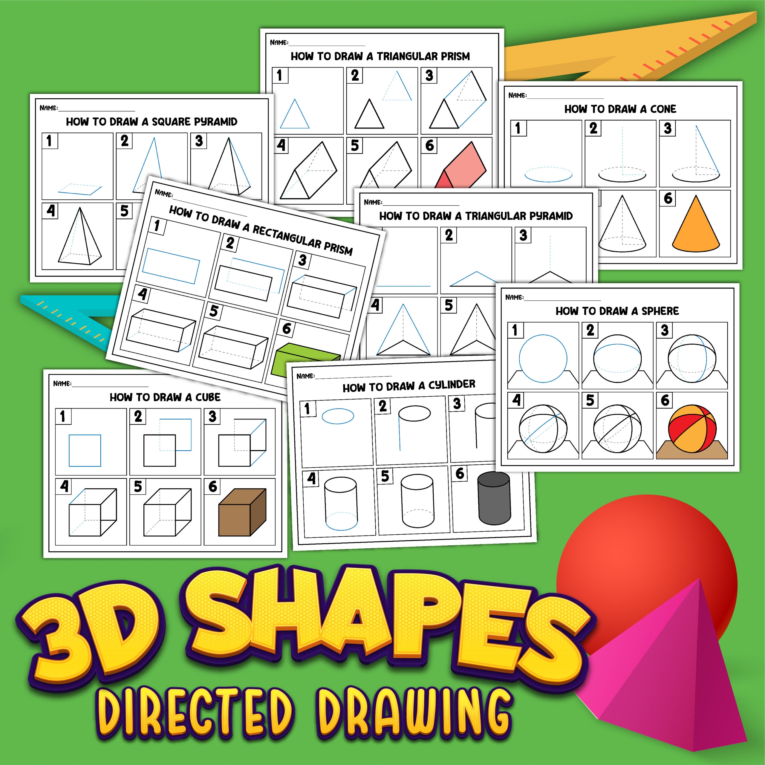 Free Printable Drawing 3D Shapes Pack Little Bins For Little Hands
