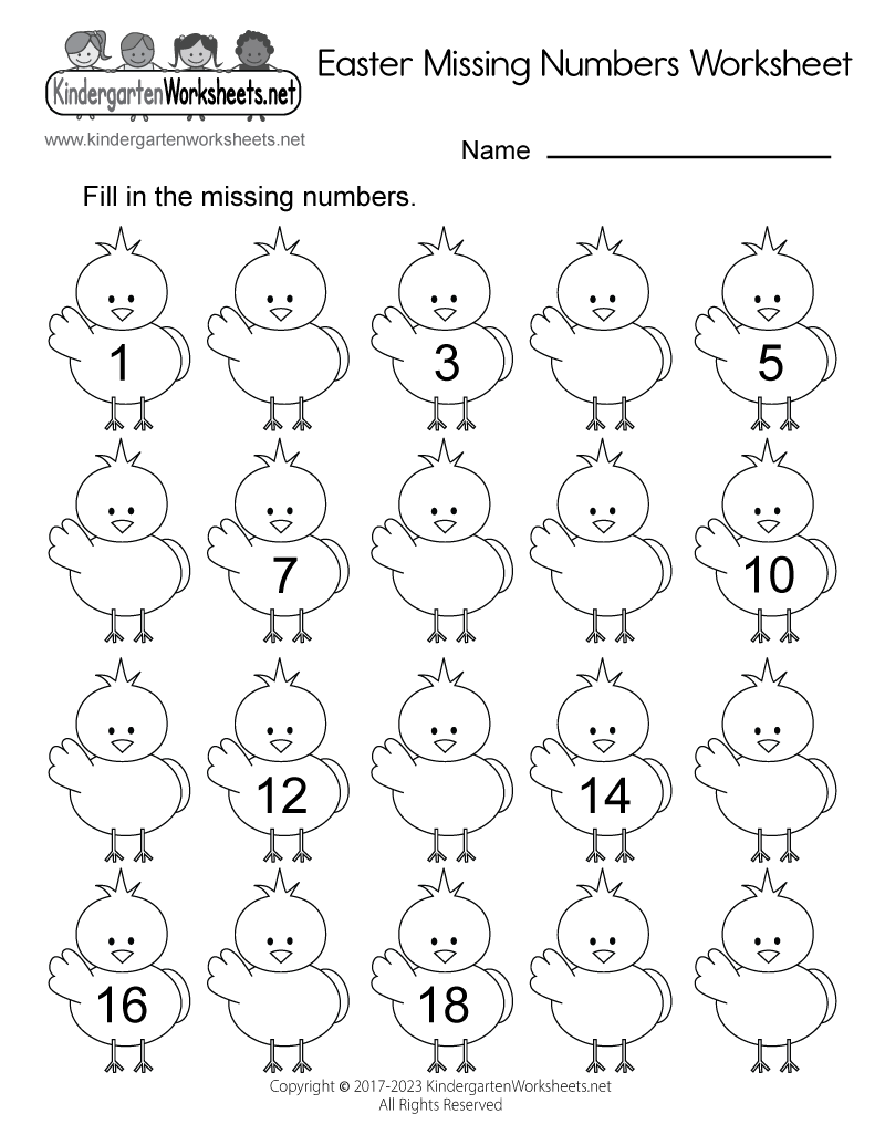 Free Printable Easter Missing Numbers Worksheet