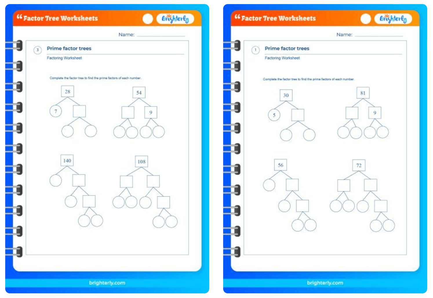 FREE Printable Factor Tree Worksheets PDFs Brighterly
