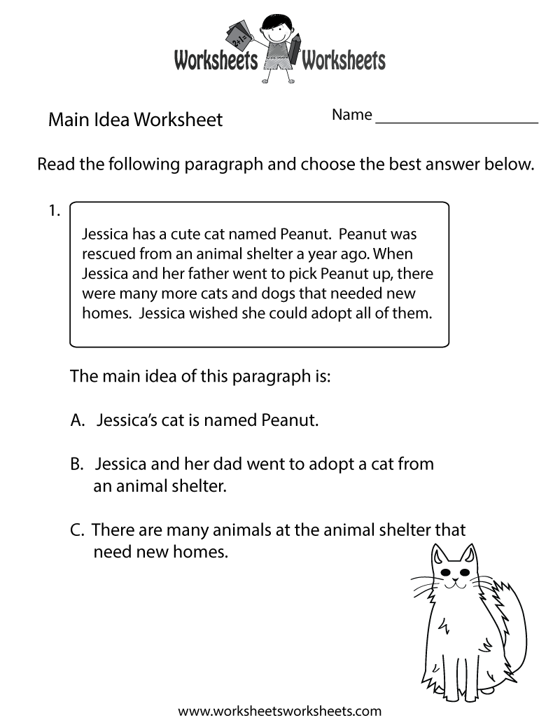 Free Printable Finding The Main Idea Worksheet