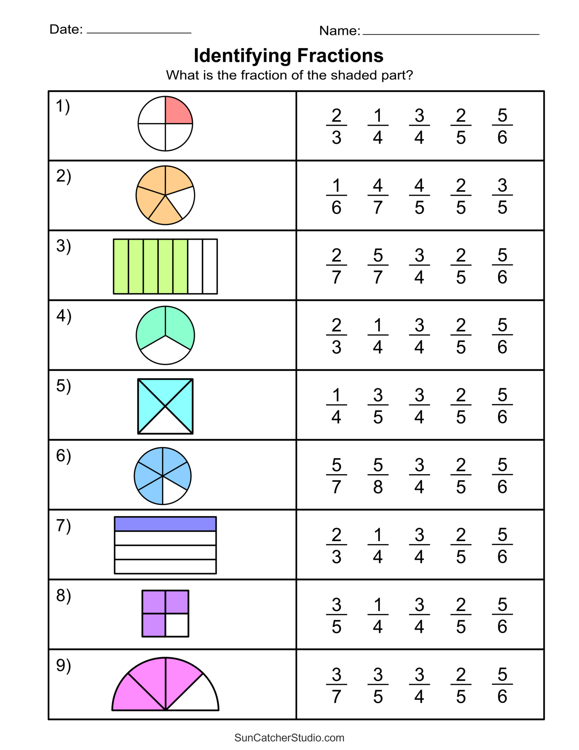 Math Fractions Worksheets PDF Free Download