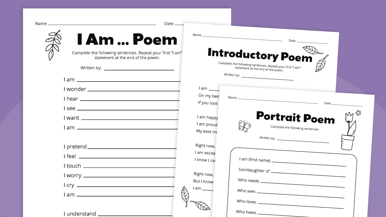 Free Printable I Am Poem Template Bundle Free Printable I Am Poem Template Bundle