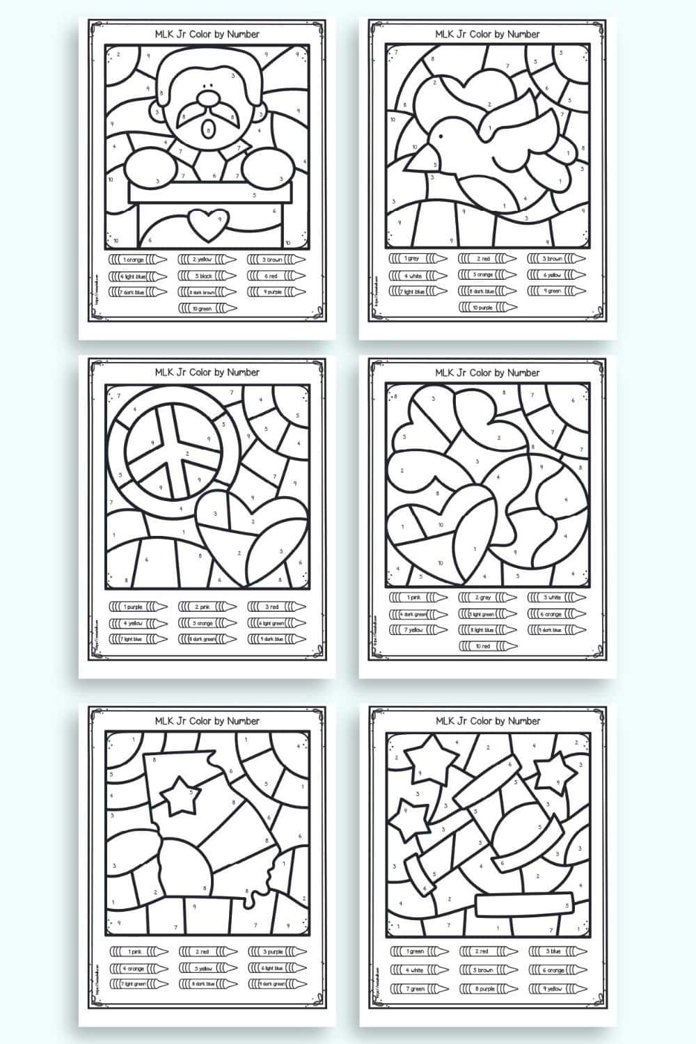Free Printable Martin Luther King Jr Color By Number The Artisan Life