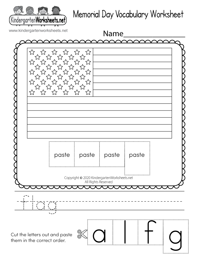 Free Printable Memorial Day Vocabulary Worksheet