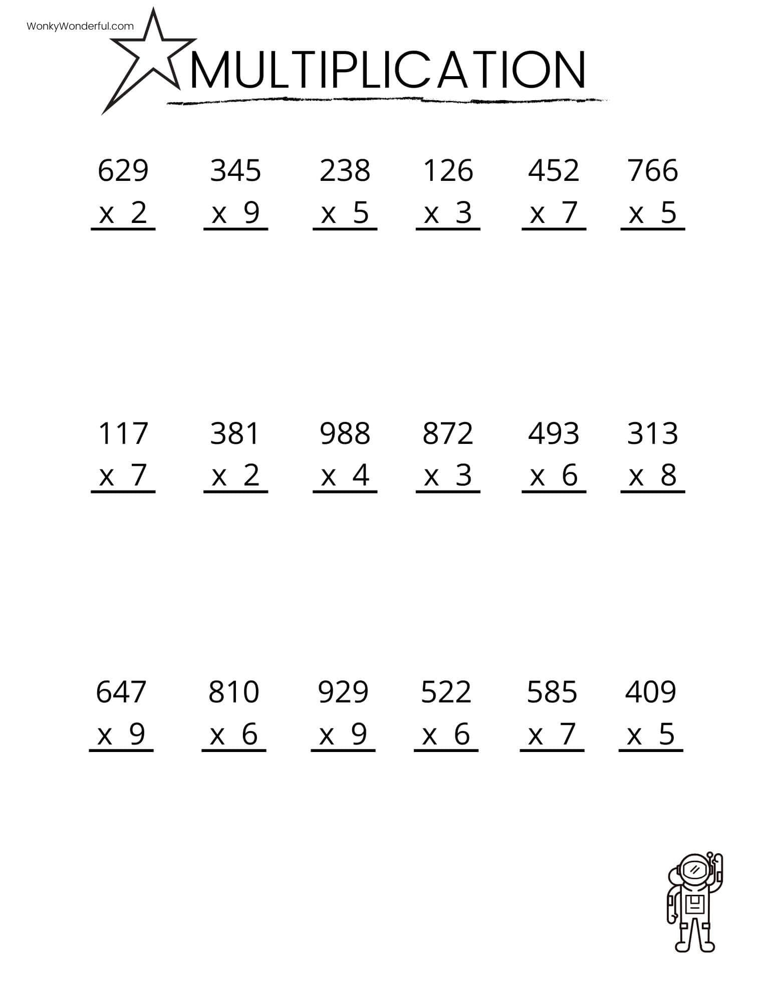 FREE PRINTABLE MULTIPLICATION WORKSHEETS WonkyWonderful