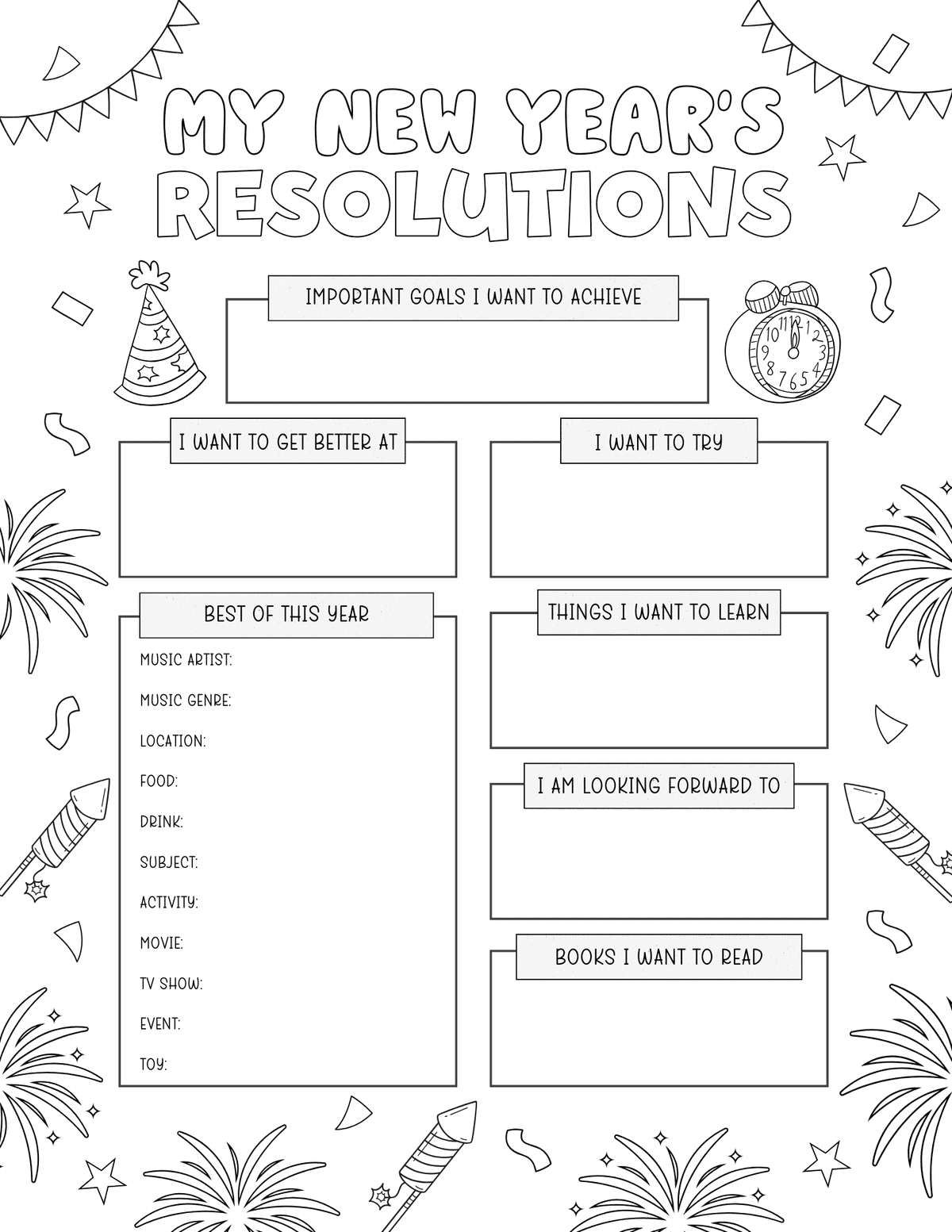 Free Printable New Year S Resolution Template For Kids 2026 Prudent Penny Pincher