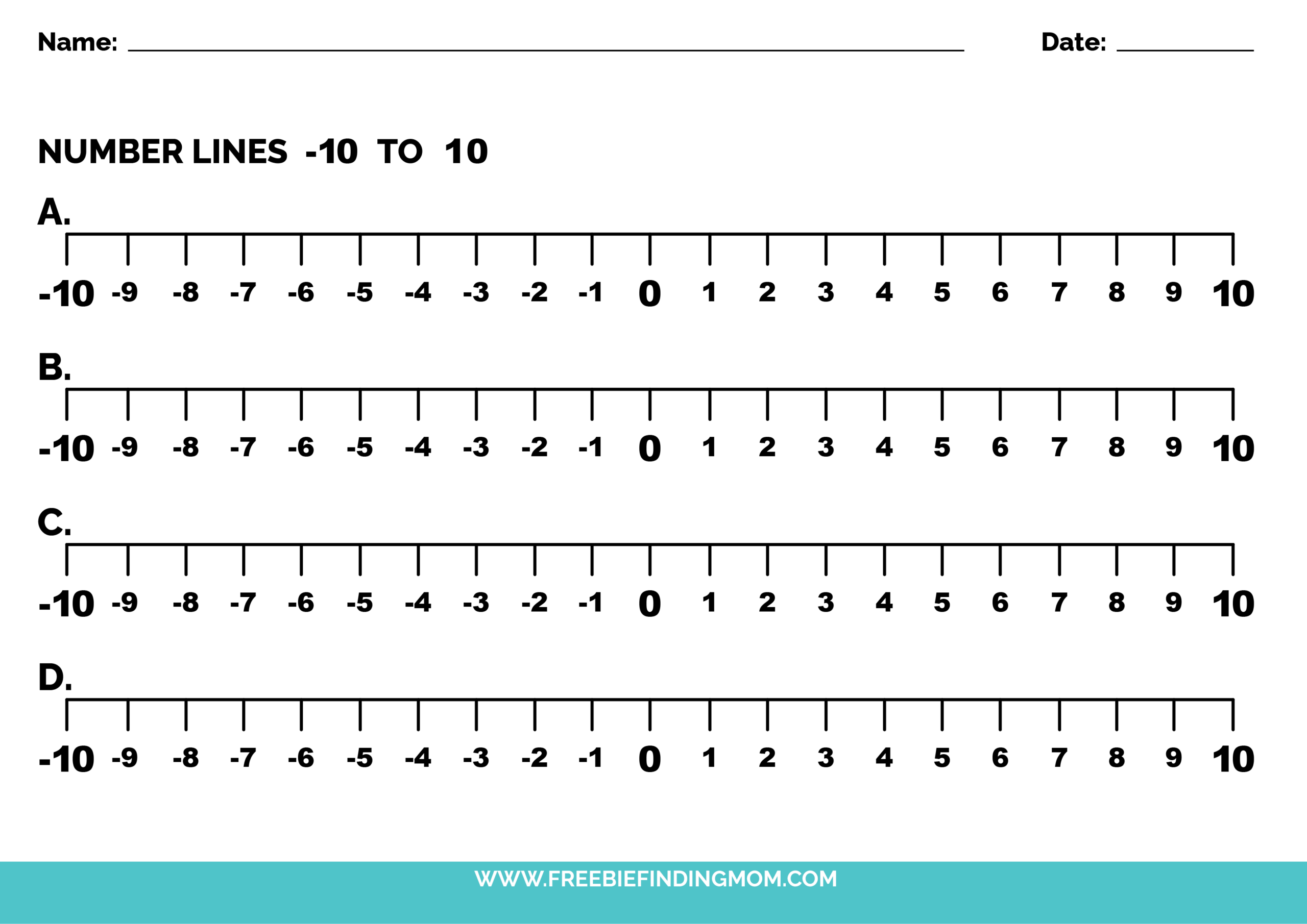 Free Printable Number Line To 10 Worksheet Freebie Finding Mom