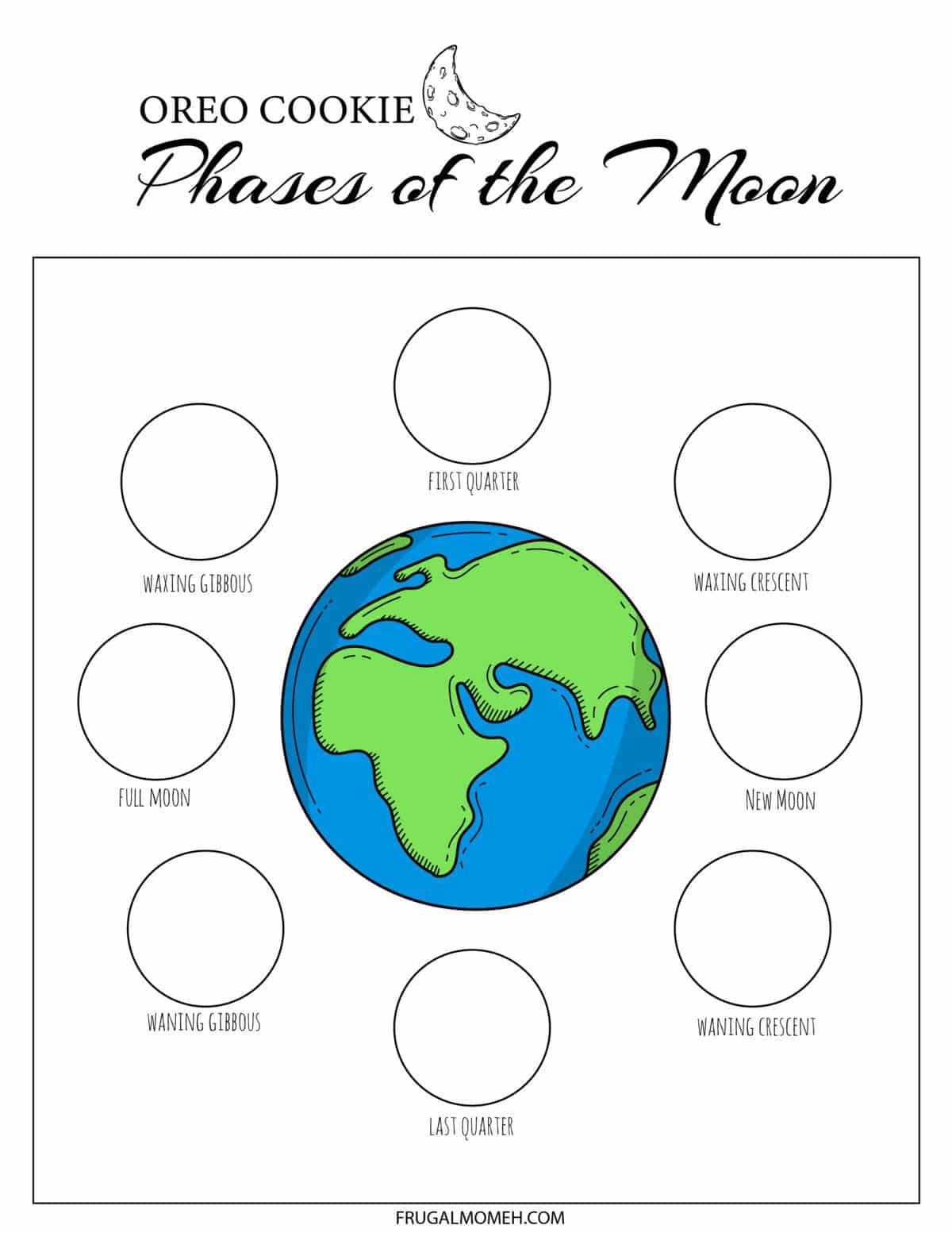 Free Printable Phases Of The Moon Worksheets Frugal Mom Eh