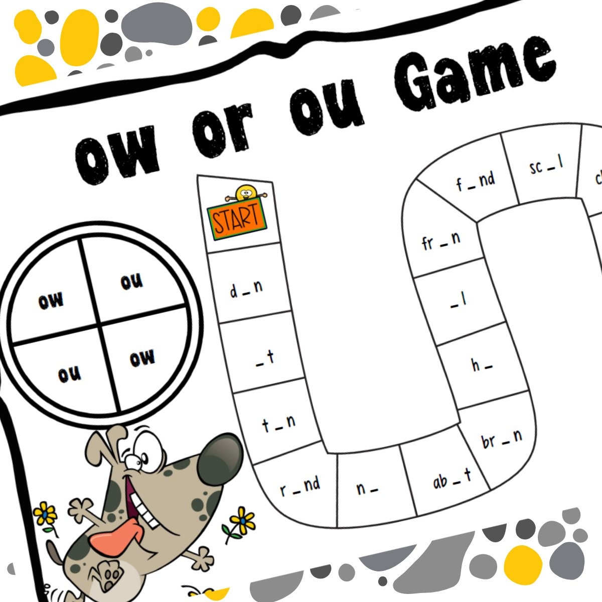 FREE Printable Phonics Ou And Ow Words Game Worksheets Library