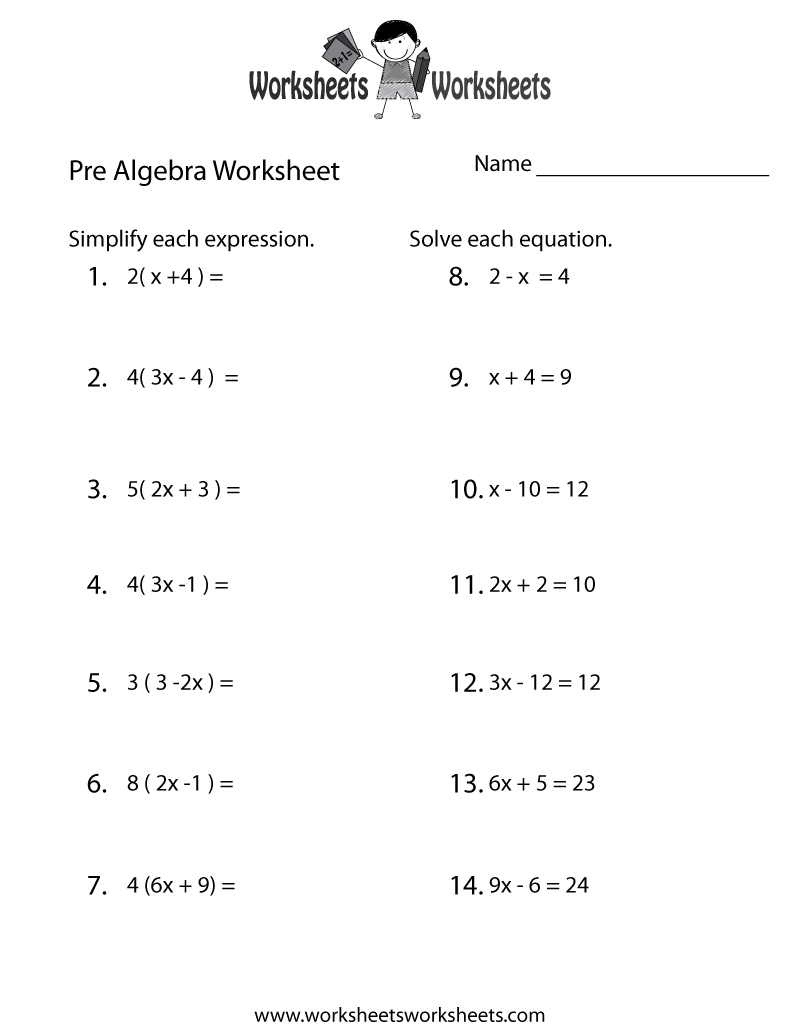 Basic Algebra Worksheets