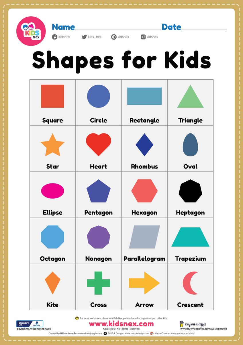 Free Printable Shapes For Kids Preschool And Kindergarten Free Printable Shapes For Kids Preschool And Kindergarten