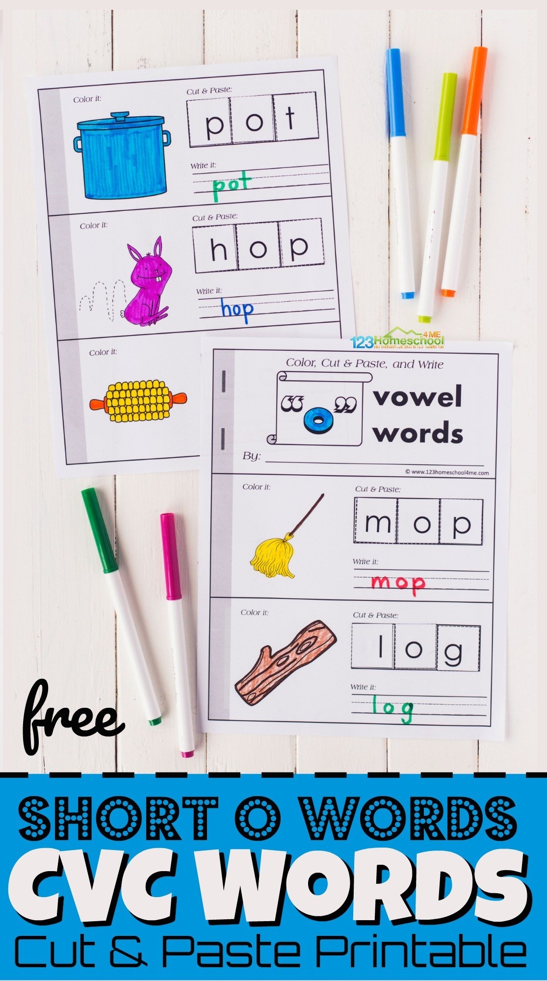 FREE Printable Short O CVC Words Cut And Paste Worksheets FREE Printable Short O CVC Words Cut And Paste Worksheets