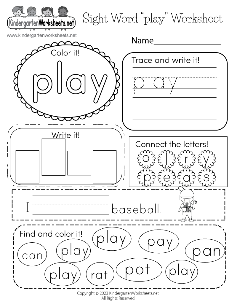 Free Printable Sight Word Play Worksheet Free Printable Sight Word Play Worksheet