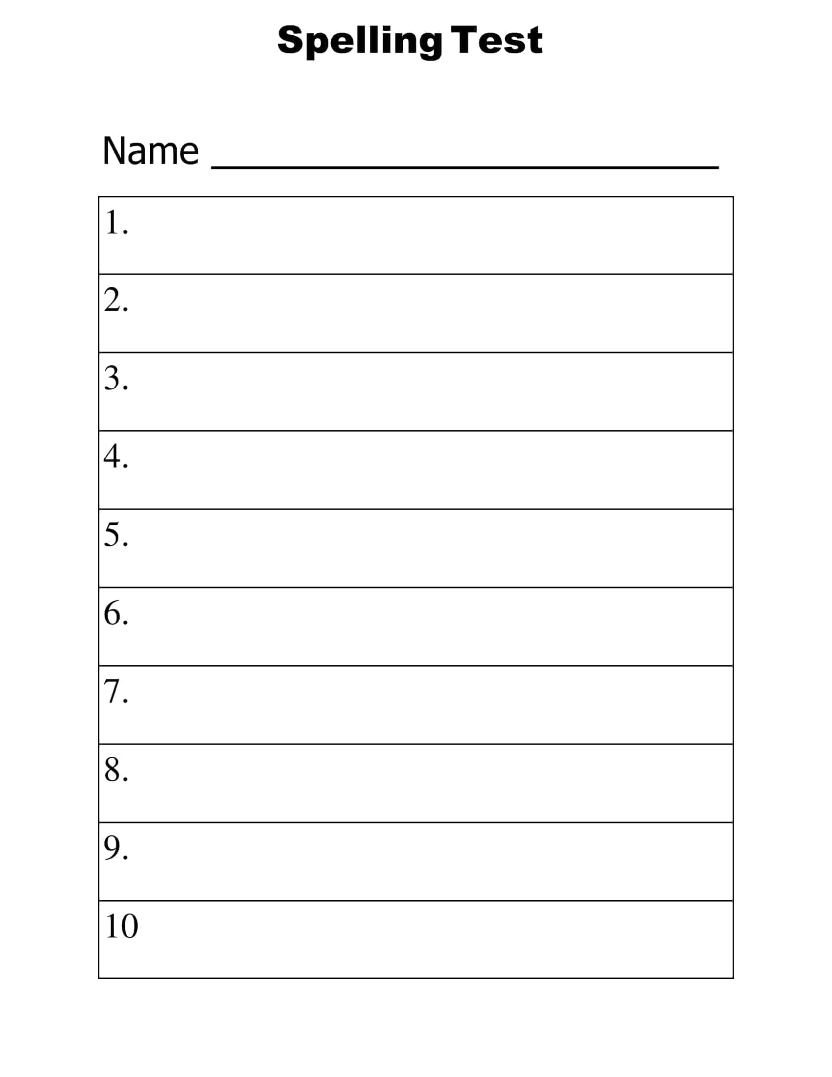 Free Printable Spelling Test Templates PDF 10 15 20 25 Words Free Printable Spelling Test Templates PDF 10 15 20 25 Words