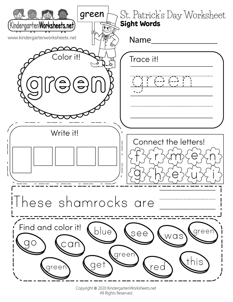 Free Printable St Patrick S Day Sight Words Worksheet Free Printable St Patrick S Day Sight Words Worksheet