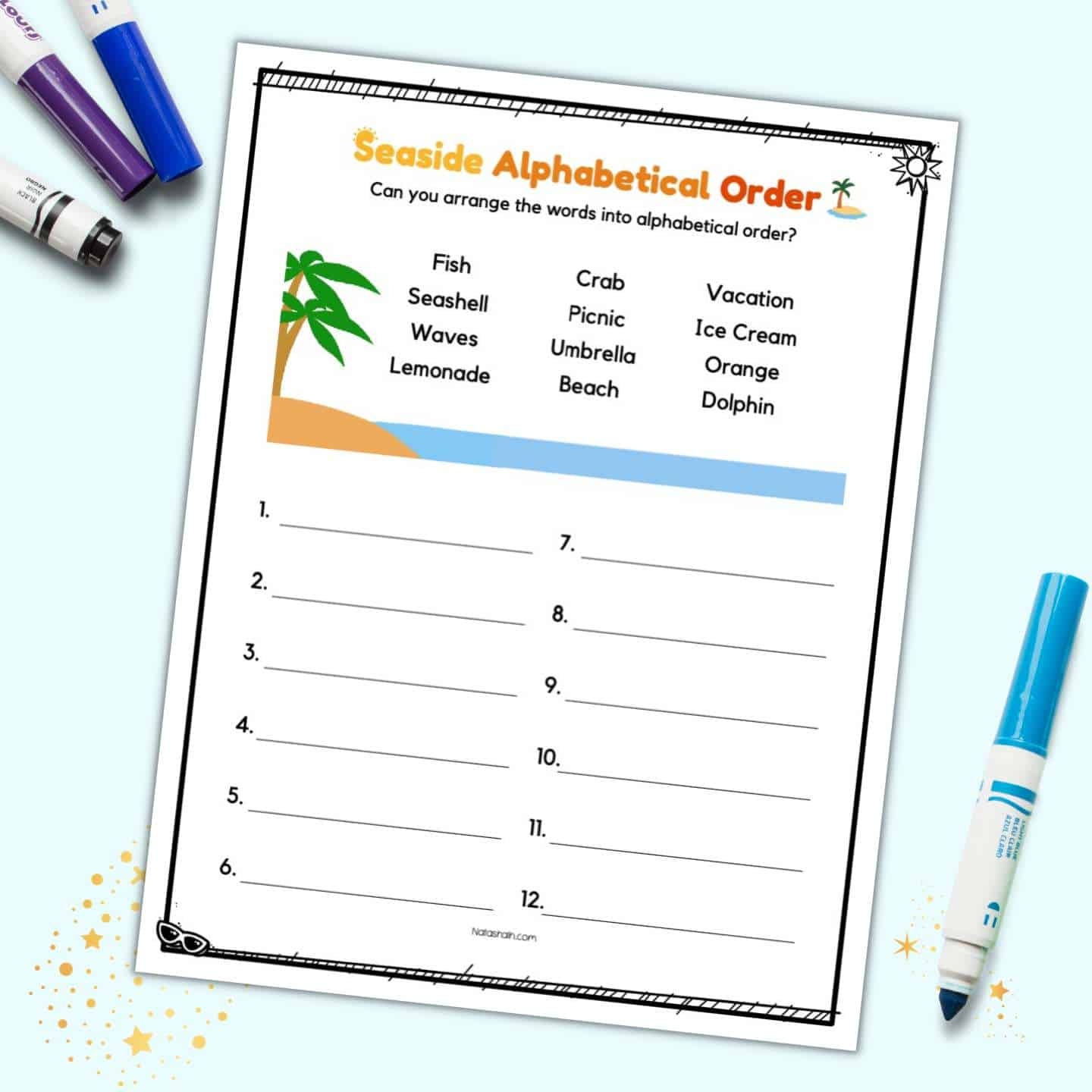 Free Printable Summer Theme Alphabetizing Worksheet The Artisan Life Free Printable Summer Theme Alphabetizing Worksheet The Artisan Life