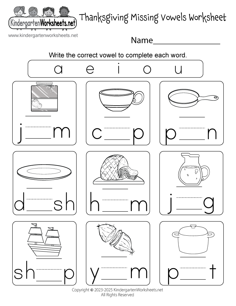 Free Printable Thanksgiving Phonics Worksheet
