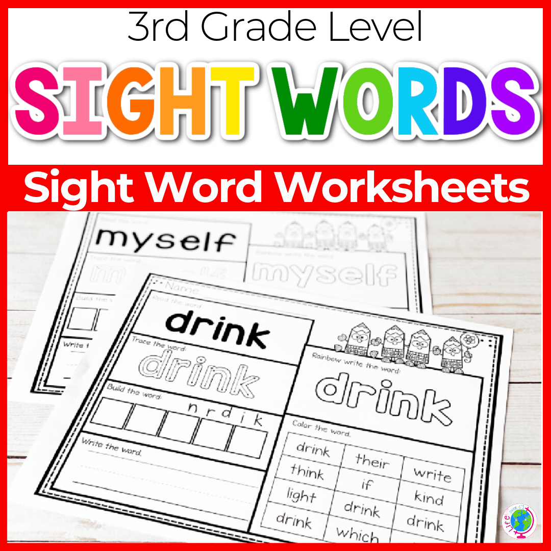 Free Printable Third Grade Sight Word Worksheets Life Over C S