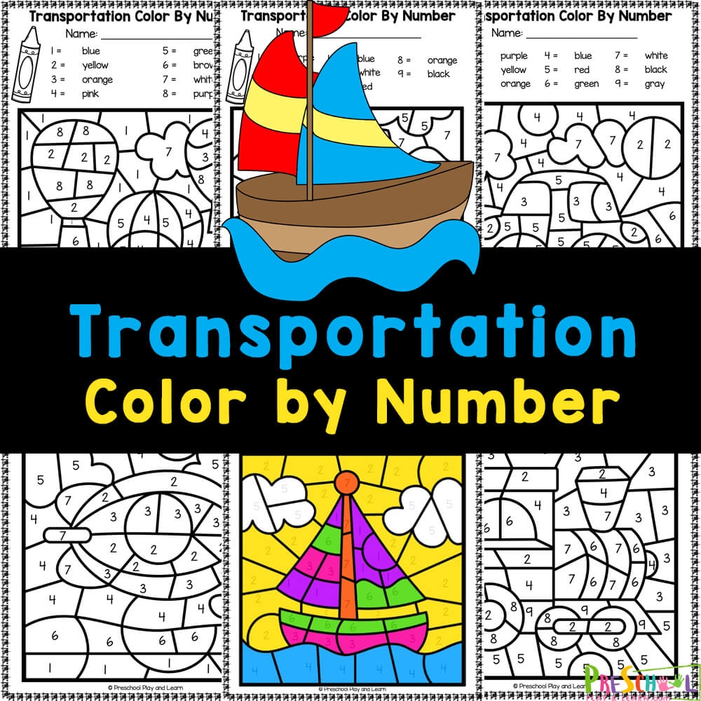 FREE Printable Transportation Color By Number Worksheets FREE Printable Transportation Color By Number Worksheets