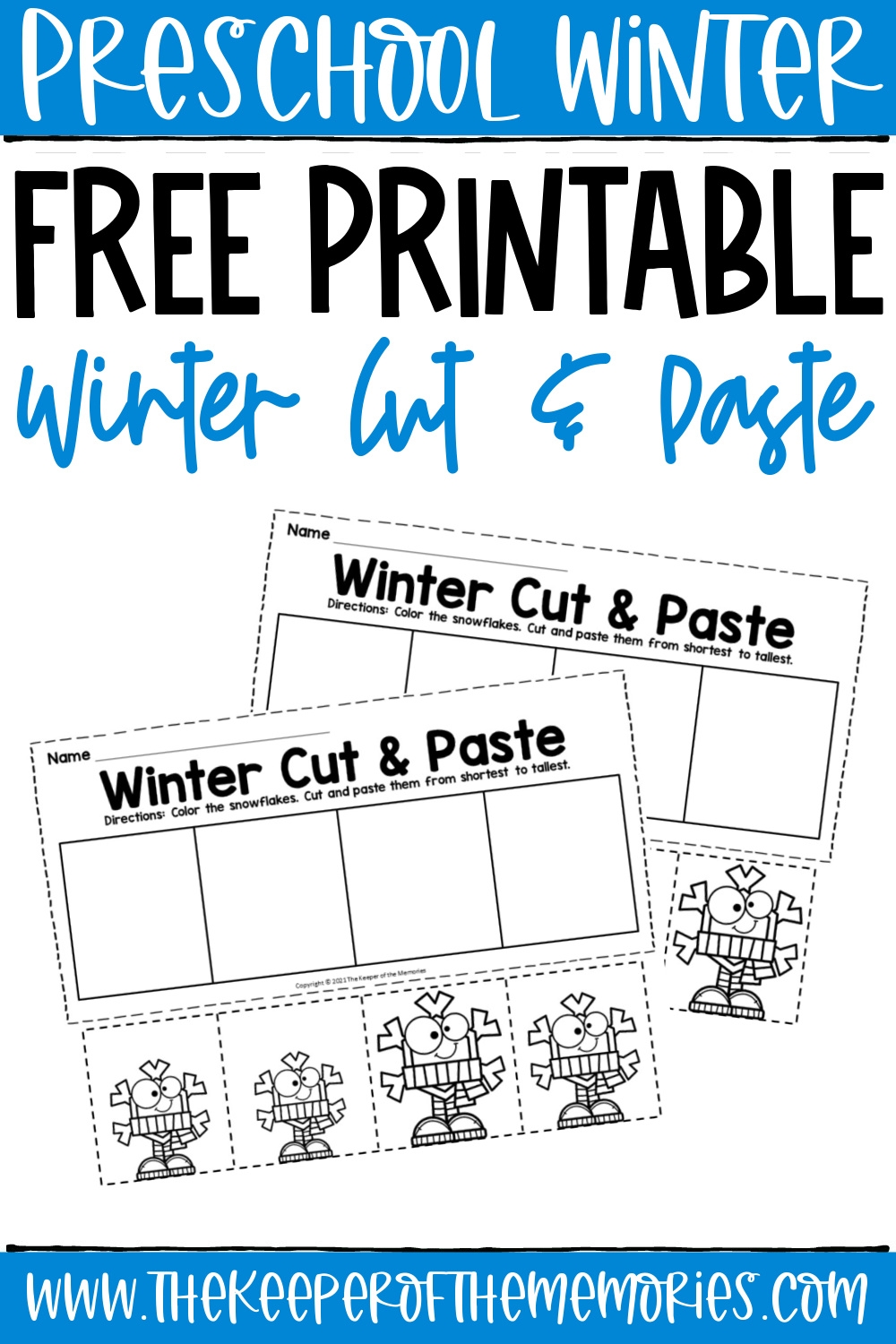 Free Printable Winter Cut And Paste Worksheets For Preschoolers The Keeper Of The Memories