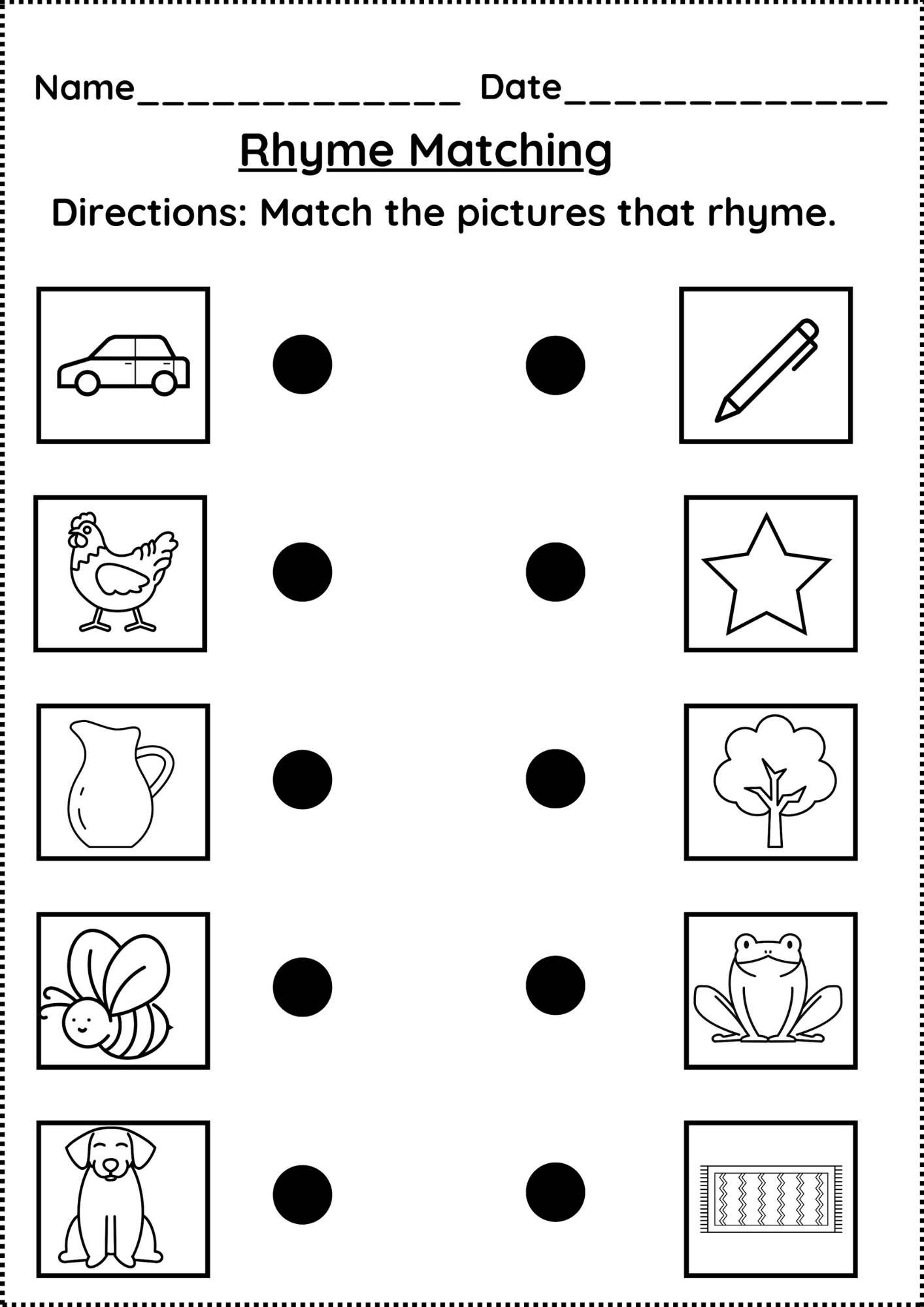 Rhyming Words Worksheet Free Printable Digital PDF