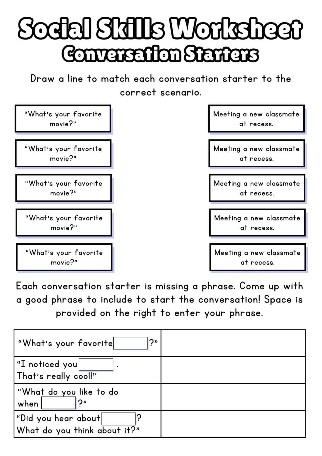 Free Social Skills Worksheets 2026