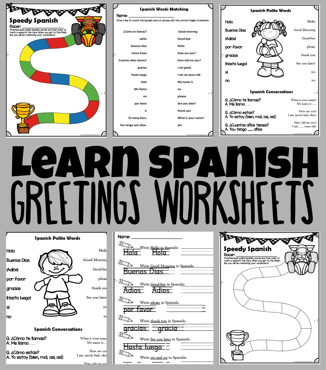 FREE Spanish Greetings Worksheets For Beginners