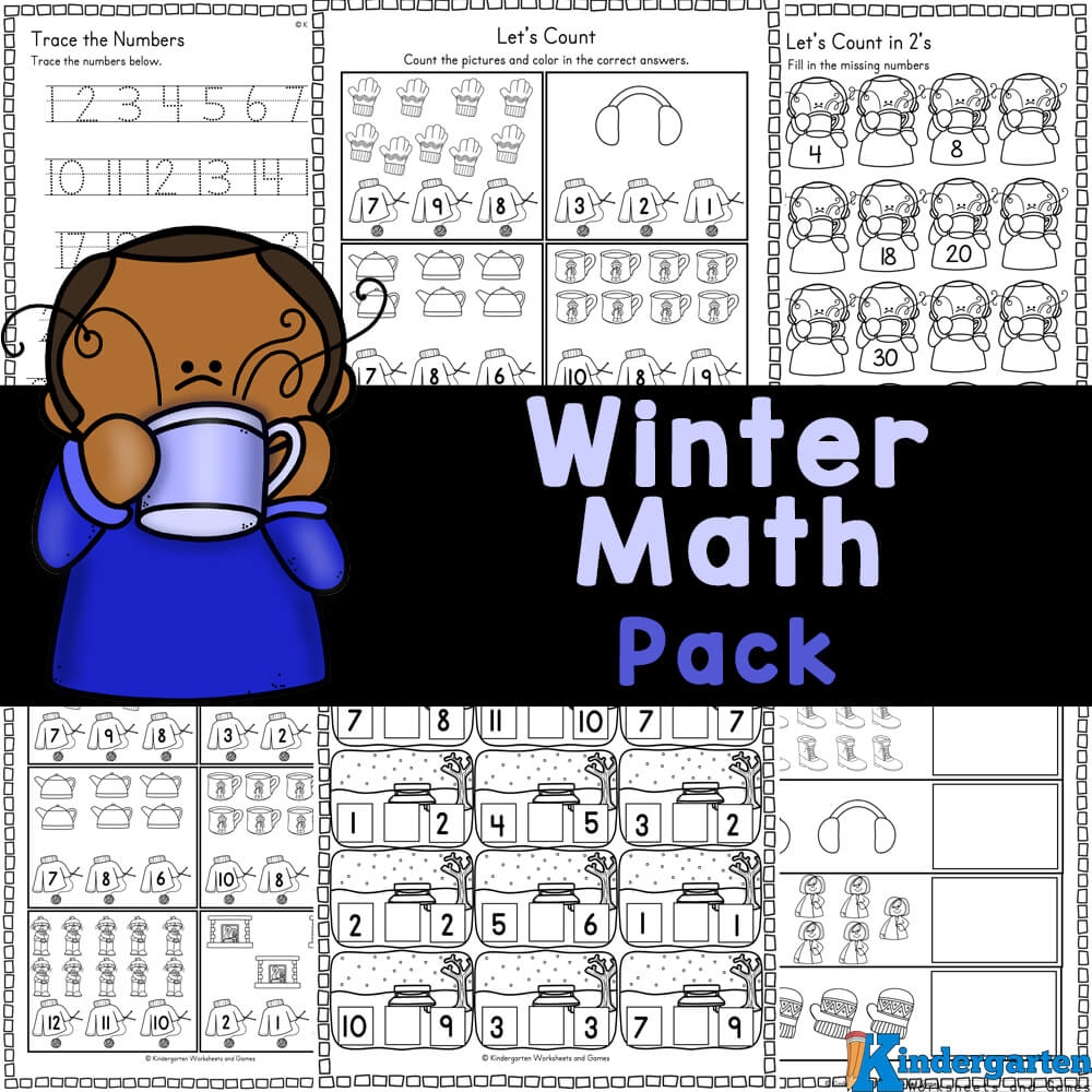 FREE Winter Math Worksheets For Kindergarten