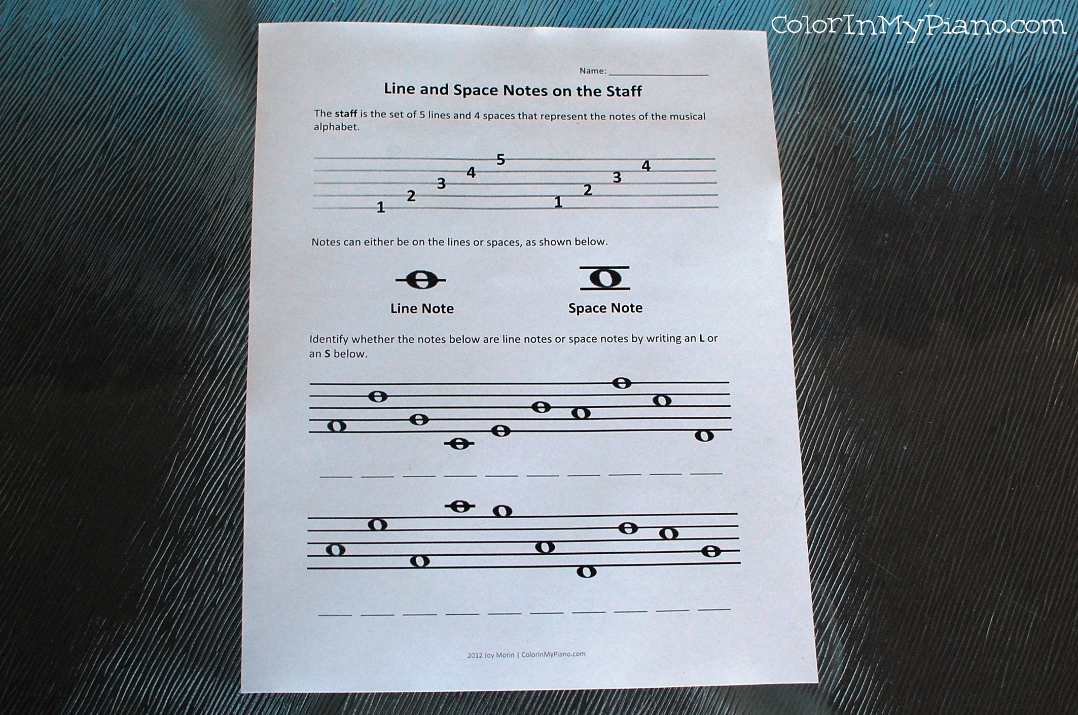 Freebie Line Space Notes Worksheet Color In My Piano