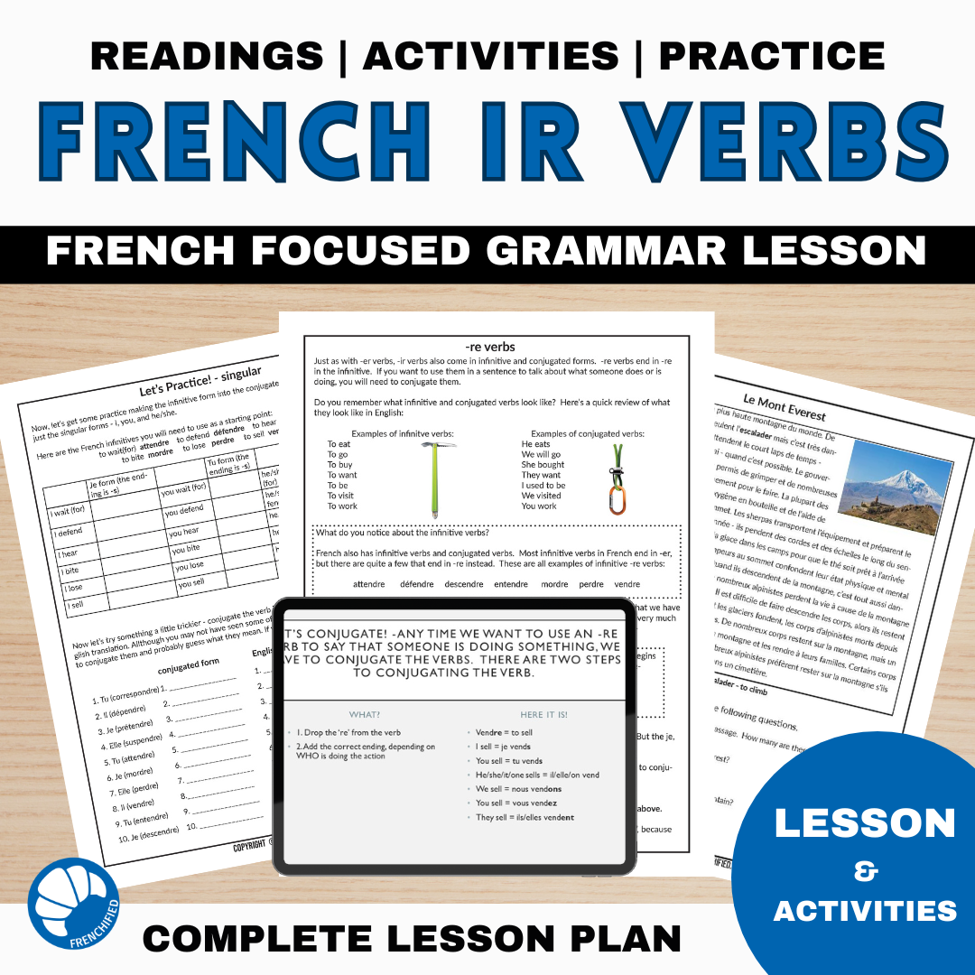 French IR Verbs Grammar Snacks