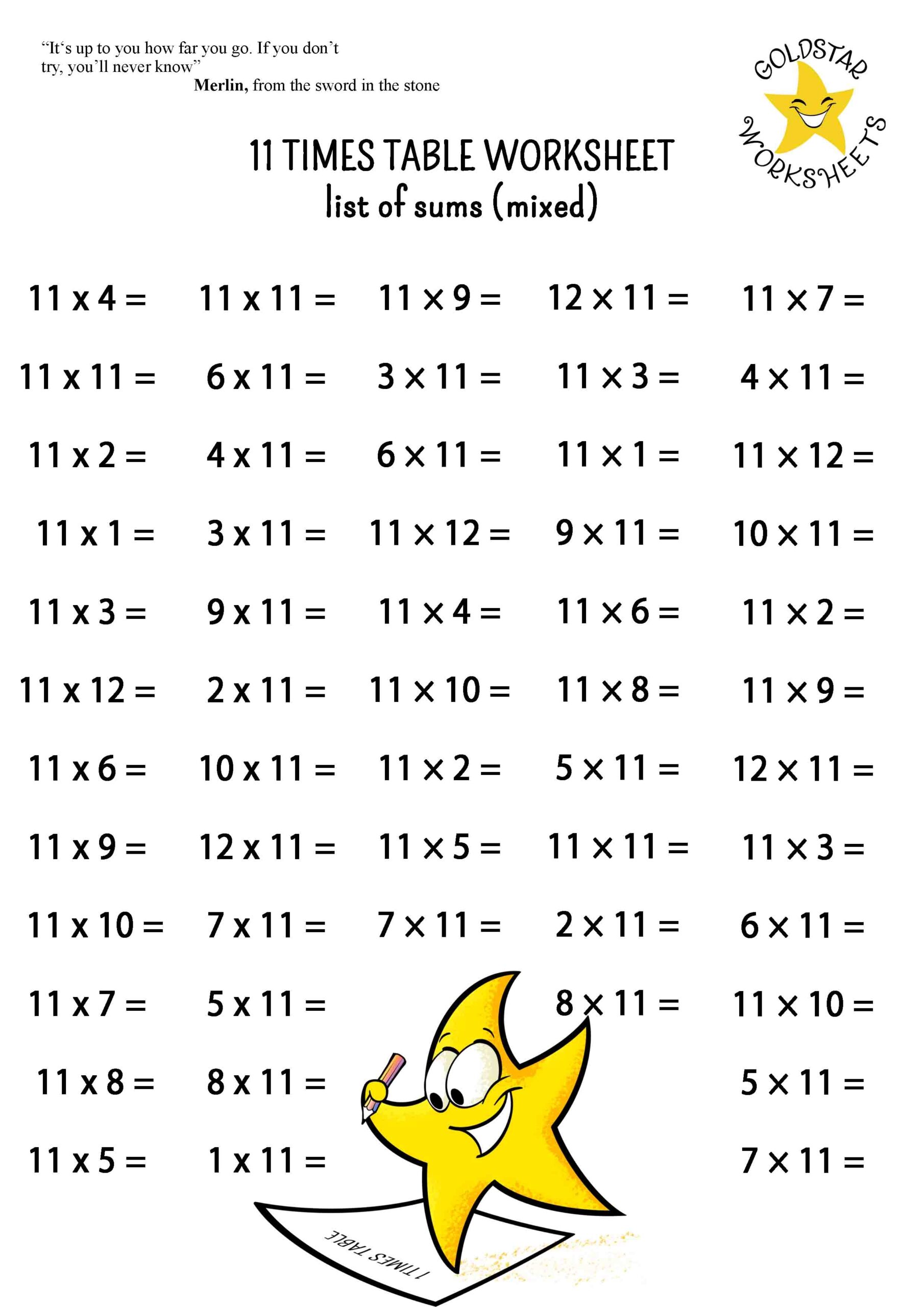 Fun Free 11 Times Table Worksheets Vibrant Designs DIY Coloring