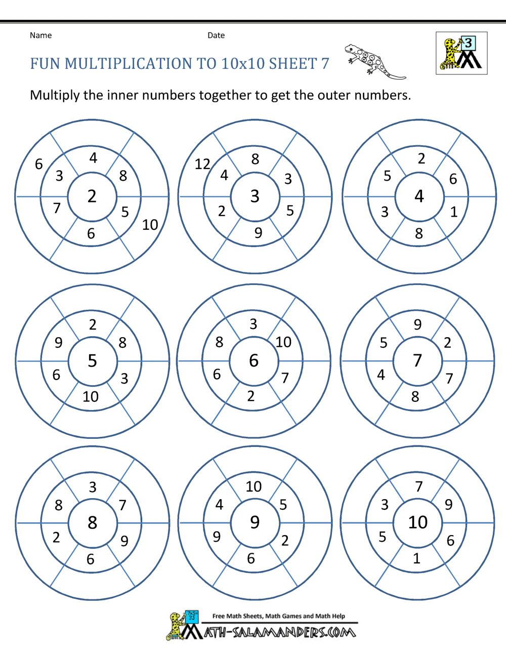 Fun Multiplication Worksheets To 10x10