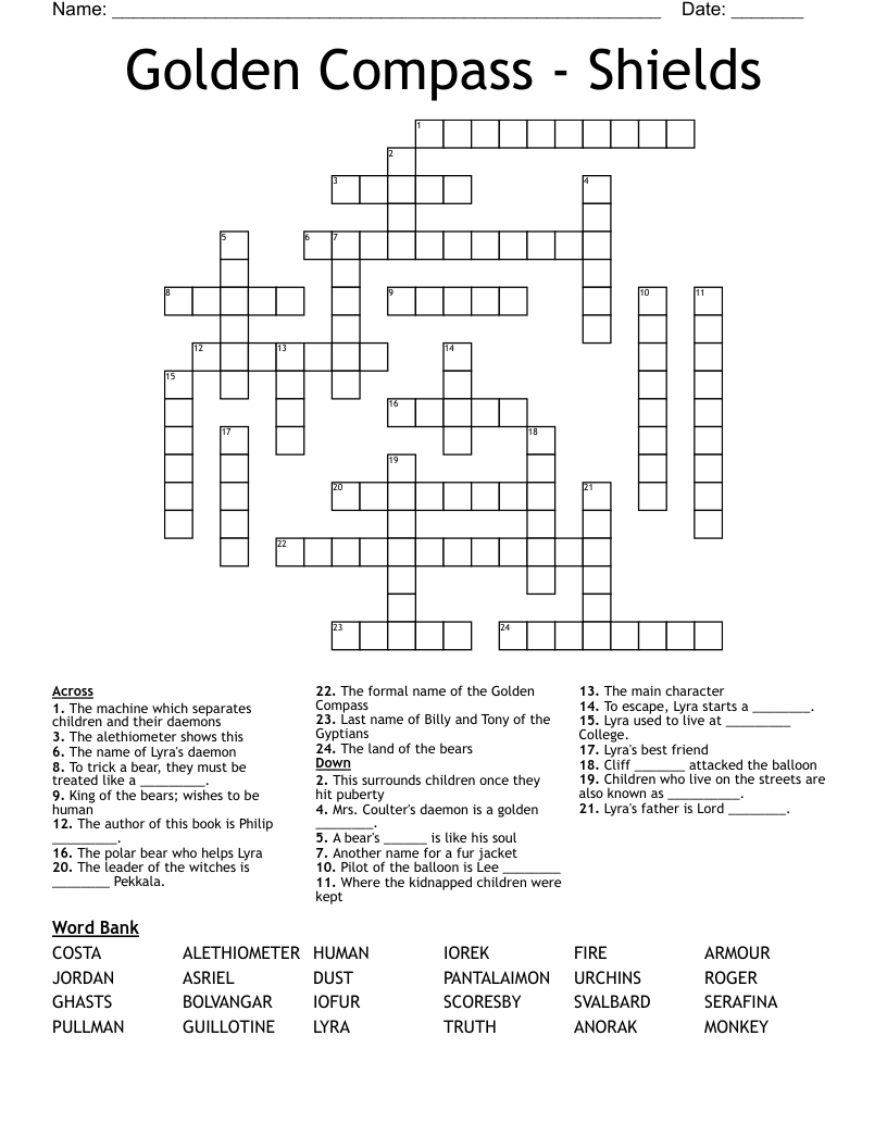 Golden Compass Word Search WordMint