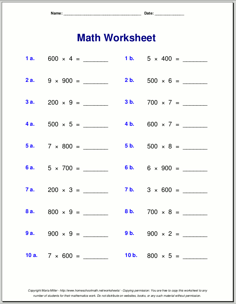 Free 2 Digit By 3 Digit Multiplication Worksheets Teach Prints