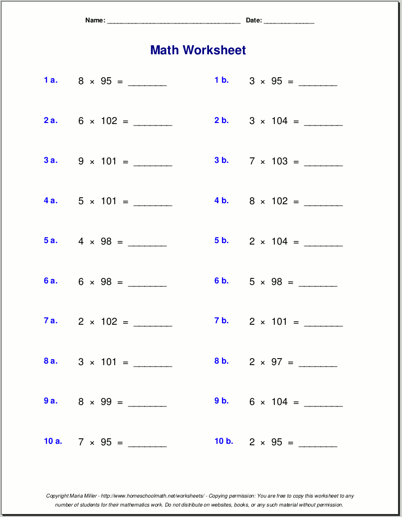 Grade 5 Multiplication Worksheets