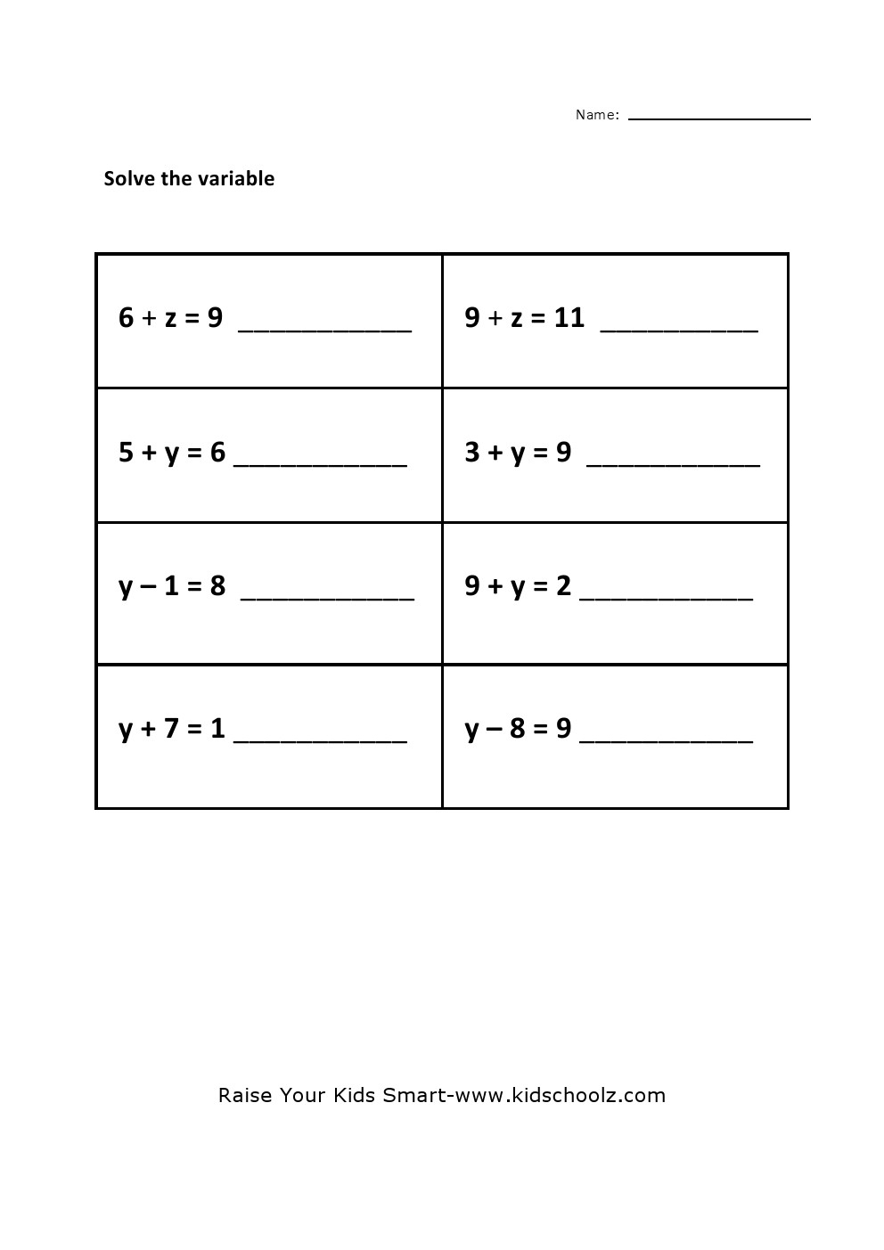Grade 5 Pre Algebra Worksheet 3 Kidschoolz