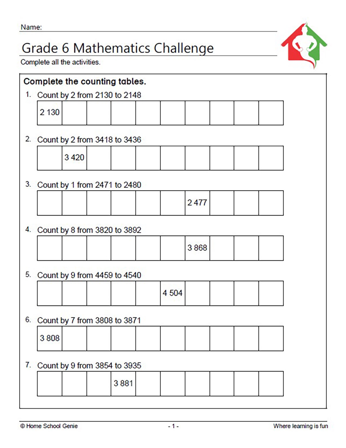 GRADE 6 MATH CHALLENGE FULL YEAR REVISION 15 PAGES WORKSHEETS Worksheets Library