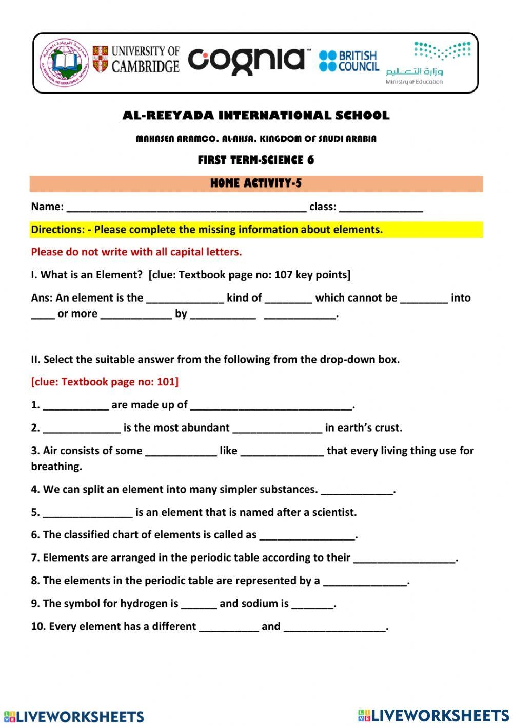 Grade 6 Science Interactive Worksheet Worksheets Library