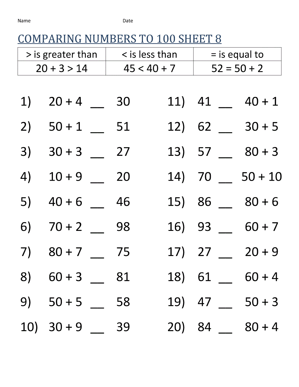 Grade 8 Math Worksheets